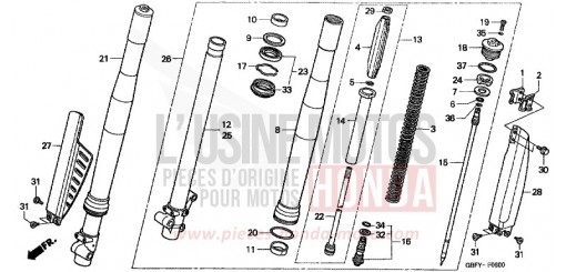 FOURCHETTE AVANT CR80R1 de 2001